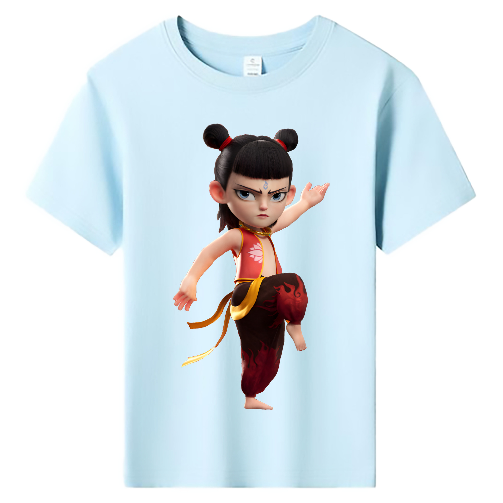 （画像用） Ne Zha 2 ナタ 魔童の大暴れ 綿100％キッズTシャツ（フロントプリント）